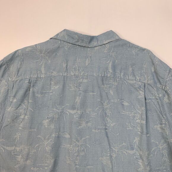 Tommy Bahama Shirt Mens XXL Breeze Blue Palms in Paradise Silk Hawaiian Jacquard - Picture 9 of 11